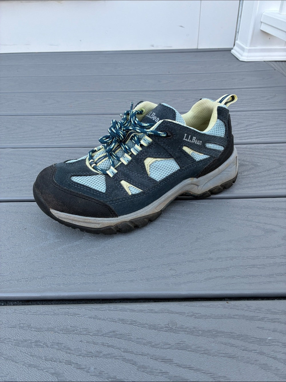 L.L. Bean Suede & Mesh Dri-Tek Trail Hiking Shoes Sneakers Blue Black Size  7.5
